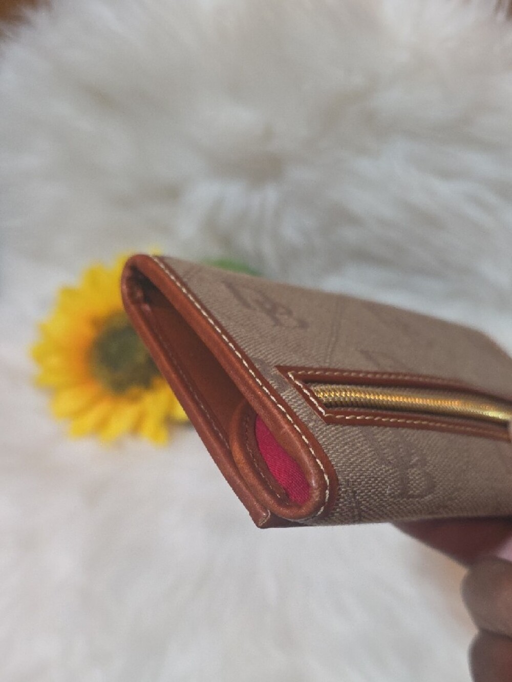 Dooney & Bourke Beige and Brown Signature Continental Wallet - Picture 12 of 13